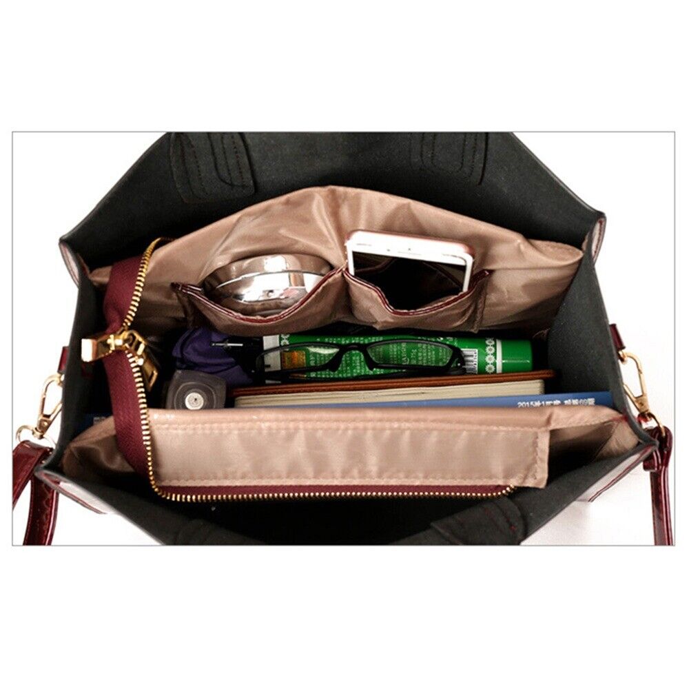Women's 3 Piece Patent Leather Handbag Set - By Qivii