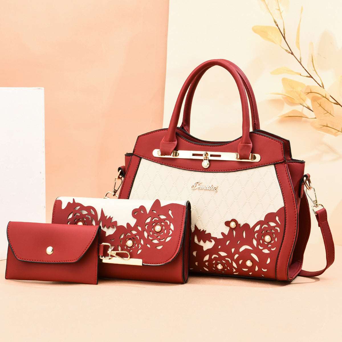 Women's Classy Three-Piece Handbag Set - By Qivii