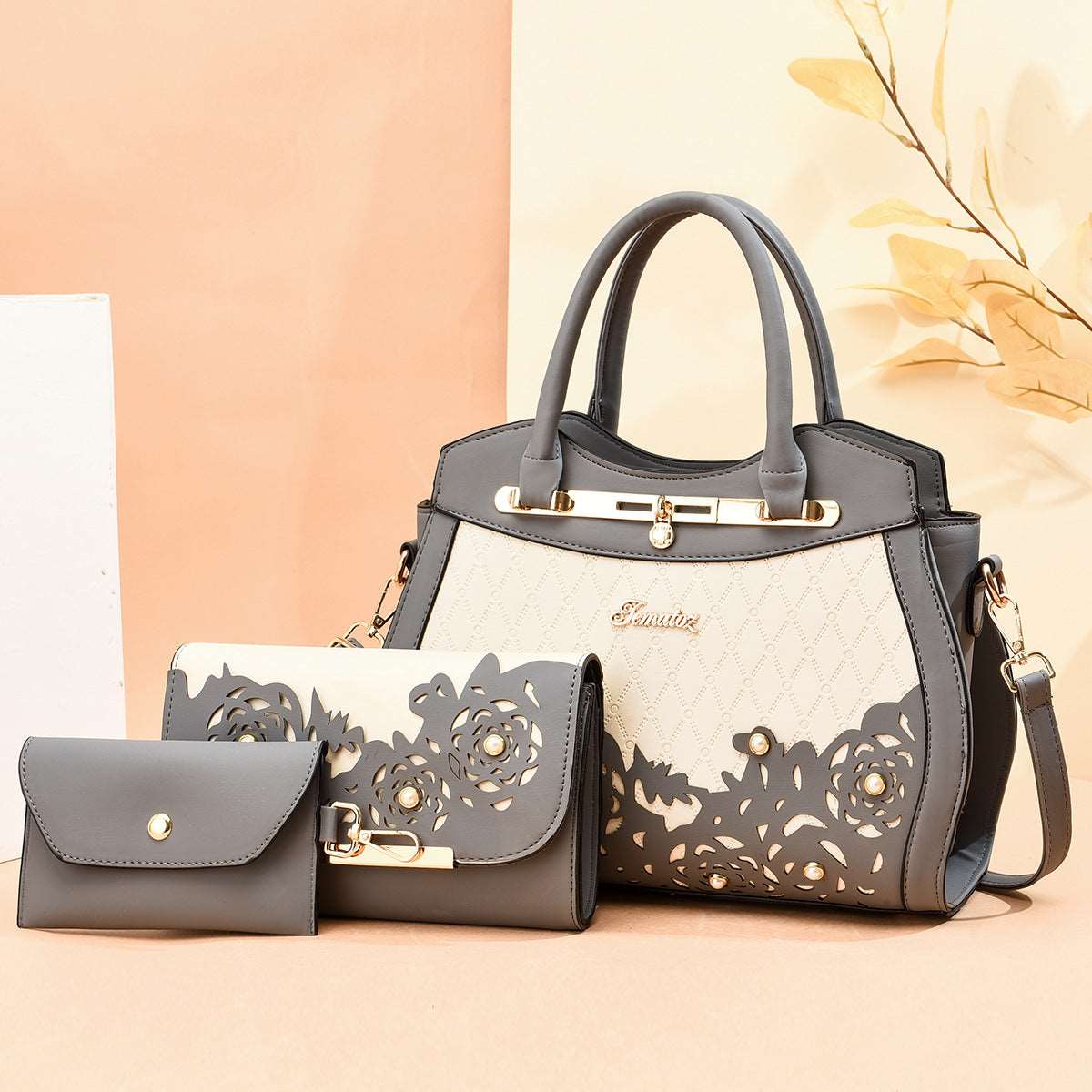 Women's Classy Three-Piece Handbag Set - By Qivii