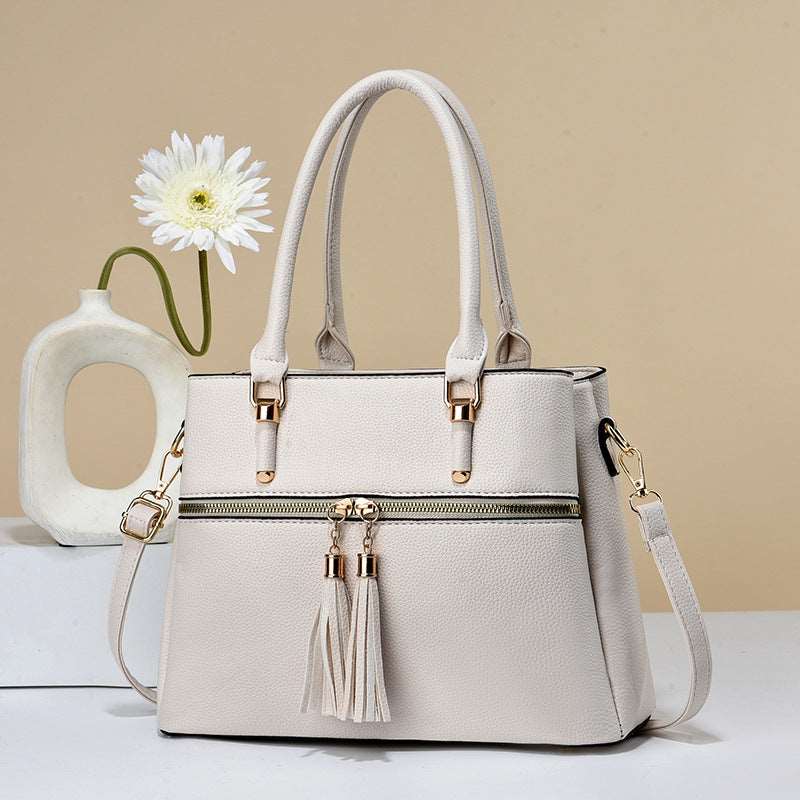 Women's Large Capacity Soft Leather Tassel Shoulder Bag - By Qivii