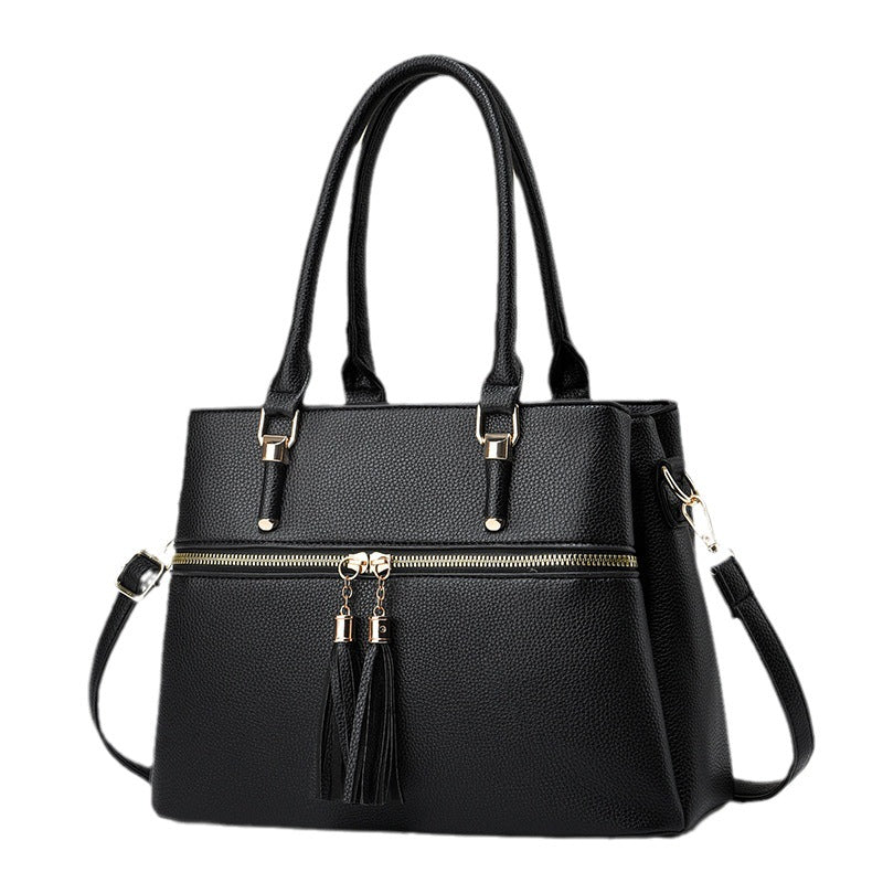 Women's Large Capacity Soft Leather Tassel Shoulder Bag - By Qivii