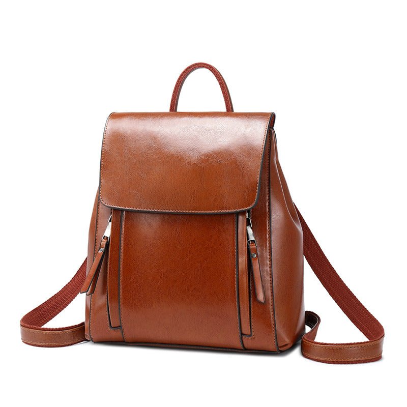Women's Leather Cowhide Backpack - By Qivii