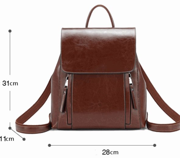 Women's Leather Cowhide Backpack - By Qivii