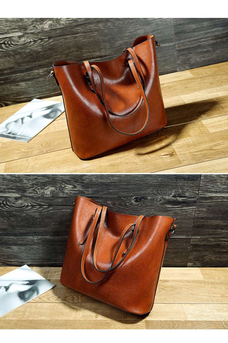 Women's Leather Minimalist Tote Bag - By Qivii