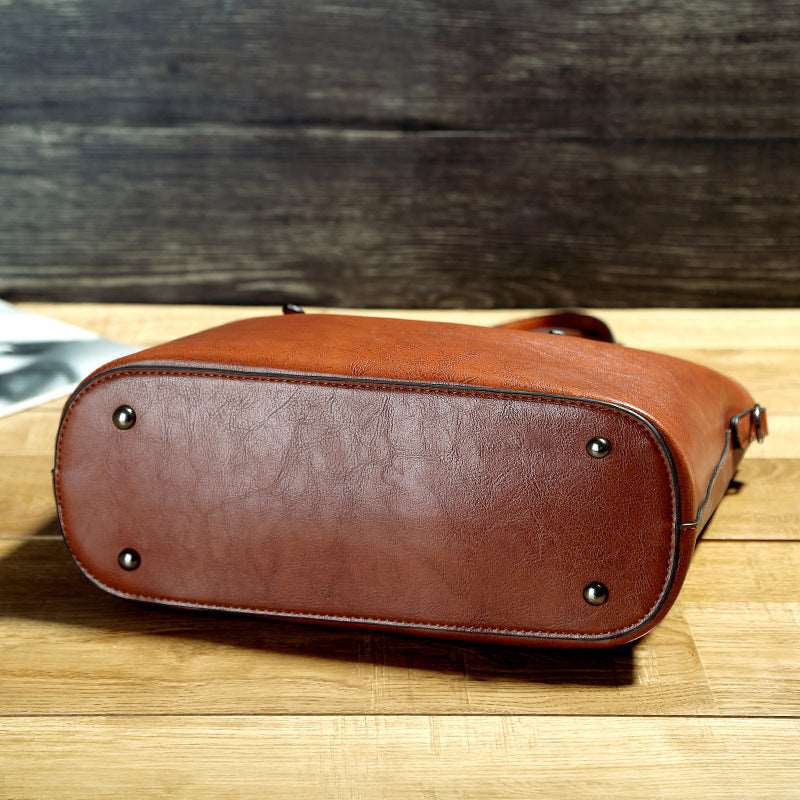 Women's Leather Minimalist Tote Bag - By Qivii