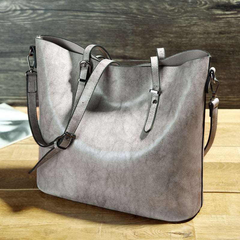 Women's Leather Minimalist Tote Bag - By Qivii