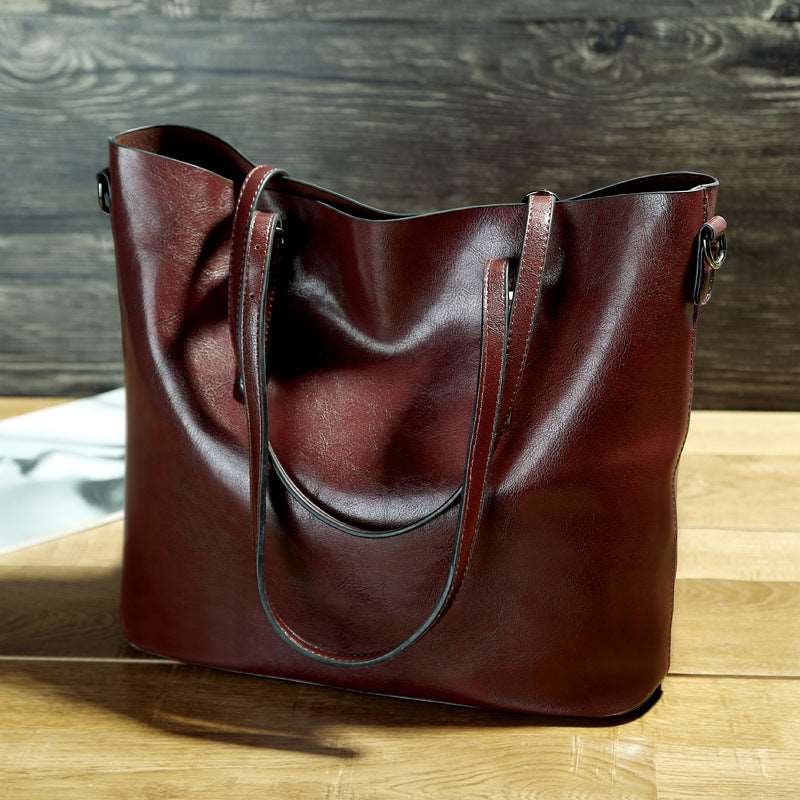 Women's Leather Minimalist Tote Bag - By Qivii