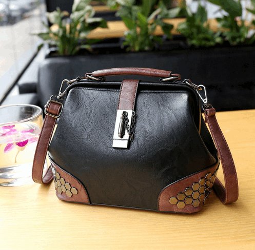 Women's Lock Chain Rivets Crossbody Shoulder Bag - By Qivii
