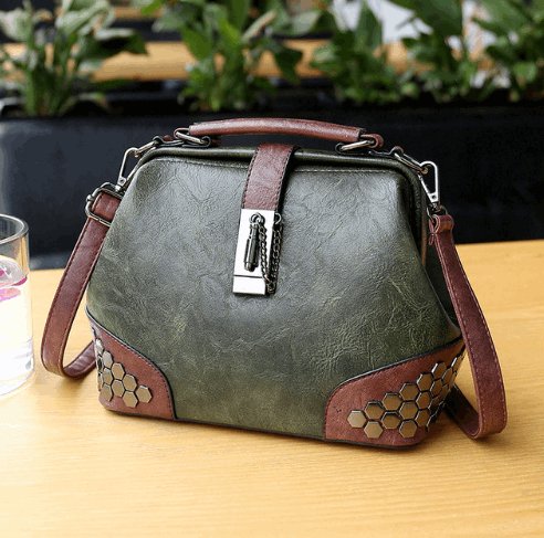 Women's Lock Chain Rivets Crossbody Shoulder Bag - By Qivii