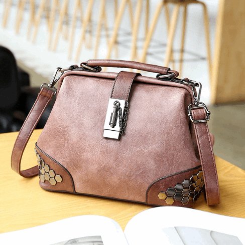 Women's Lock Chain Rivets Crossbody Shoulder Bag - By Qivii