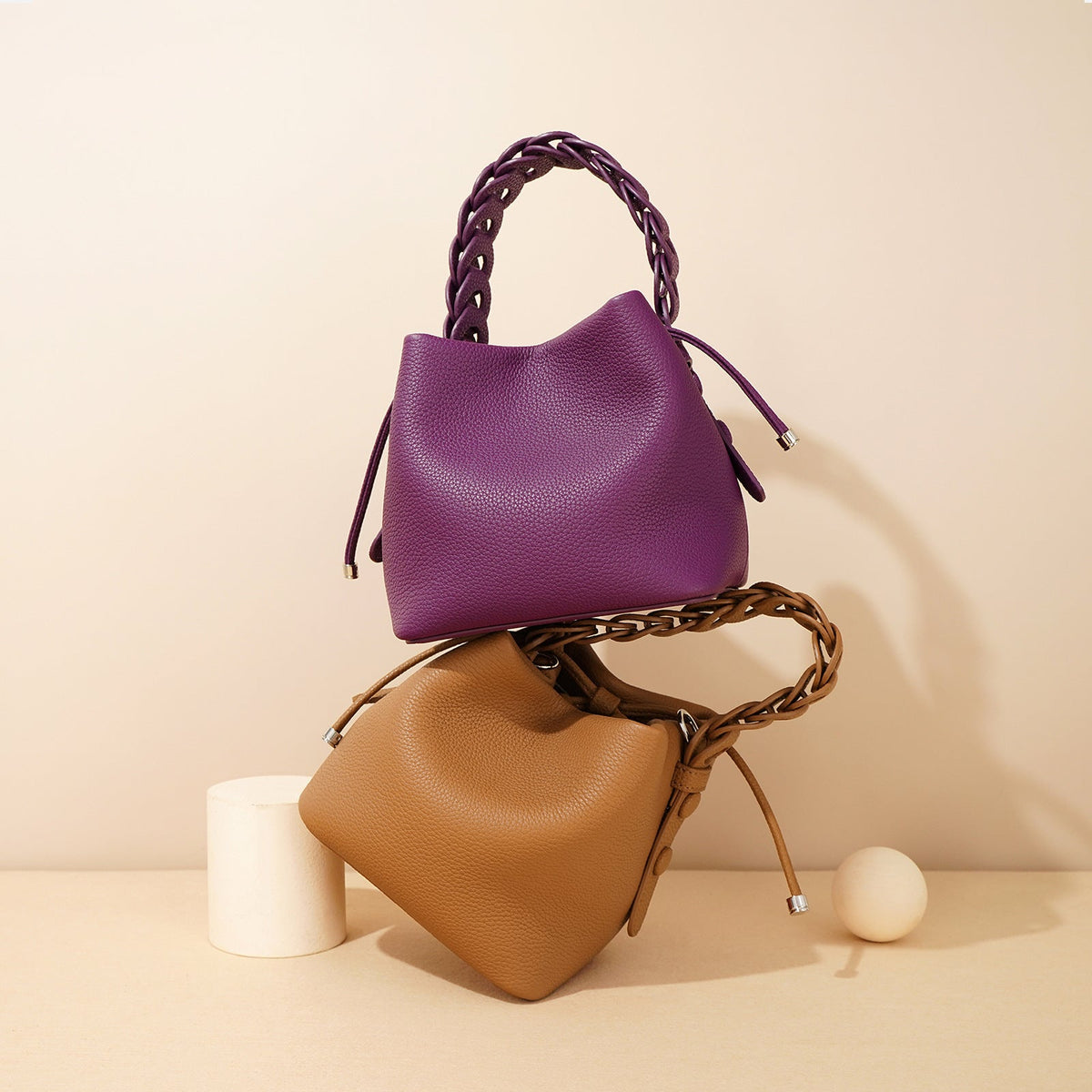Women's Luxury Genuine Leather Bucket Bag Spring - By Qivii