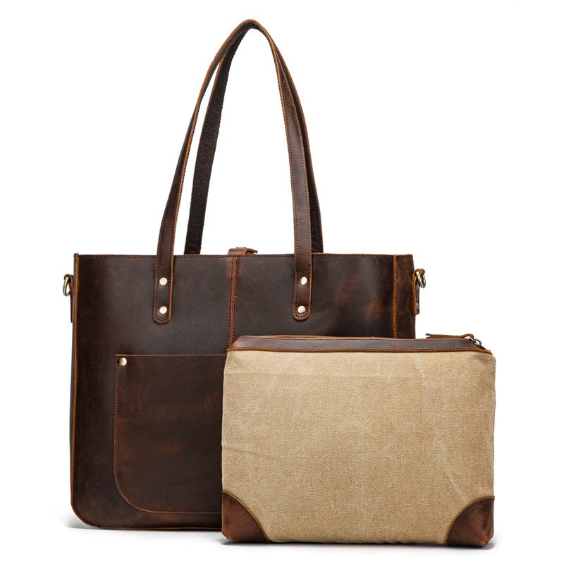 Women's Luxury Genuine Leather Shoulder Tote Bag - By Qivii