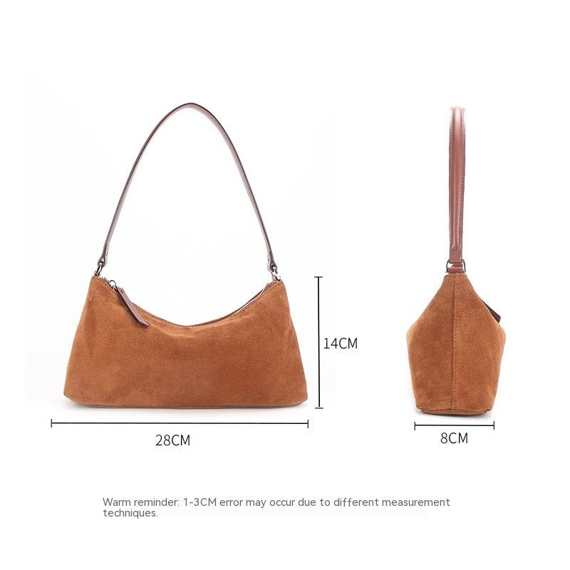 Women's Luxury Suede Underarm Leather Shoulder Handbag - By Qivii