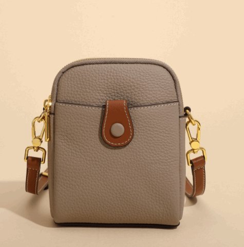 Women's Small Cowhide Leather Mobile Phone Crossbody Bag - By Qivii