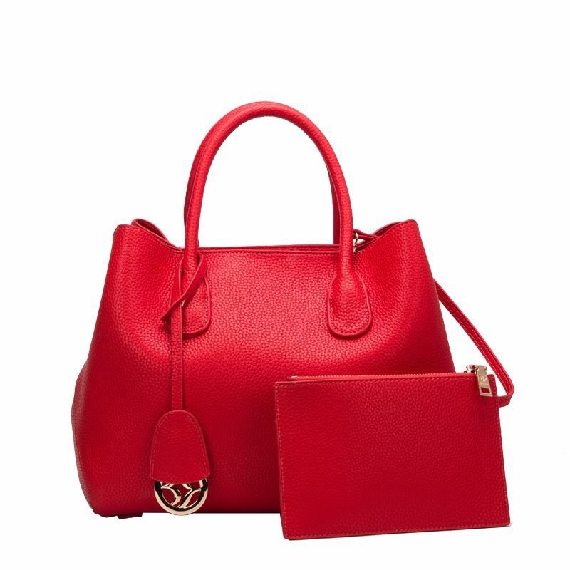 Women's Top Layer Cowhide Lychee Pattern Shoulder Bag - By Qivii