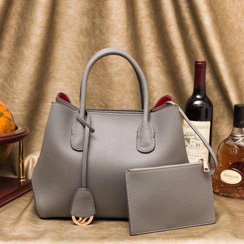 Women's Top Layer Cowhide Lychee Pattern Shoulder Bag - By Qivii