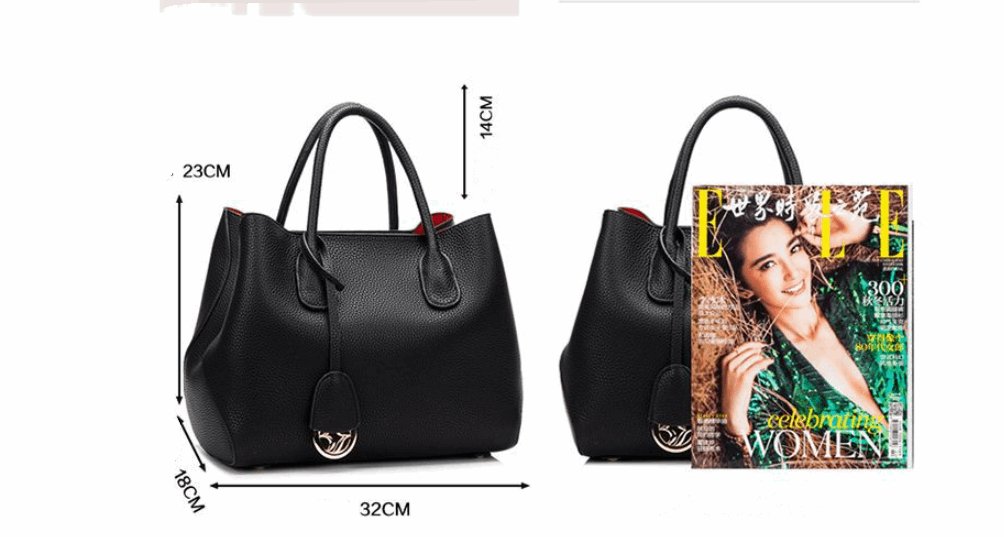 Women's Top Layer Cowhide Lychee Pattern Shoulder Bag - By Qivii