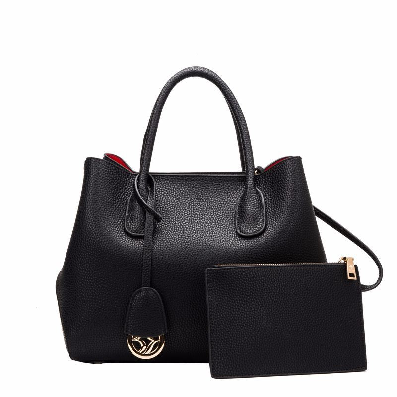 Women's Top Layer Cowhide Lychee Pattern Shoulder Bag - By Qivii