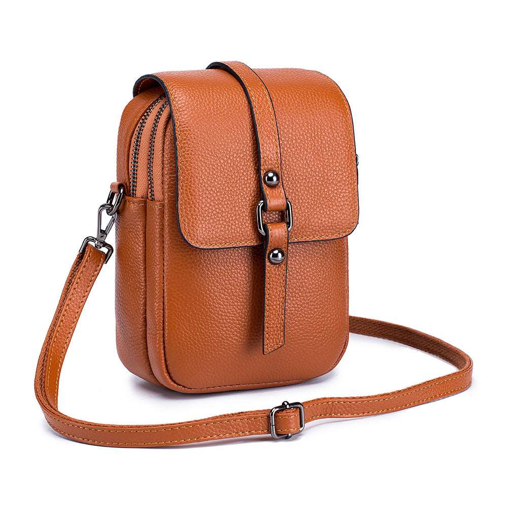 Women's Top Layer Leather Compact Shoulder Bag - By Qivii