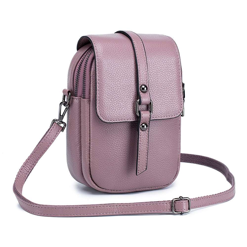 Women's Top Layer Leather Compact Shoulder Bag - By Qivii