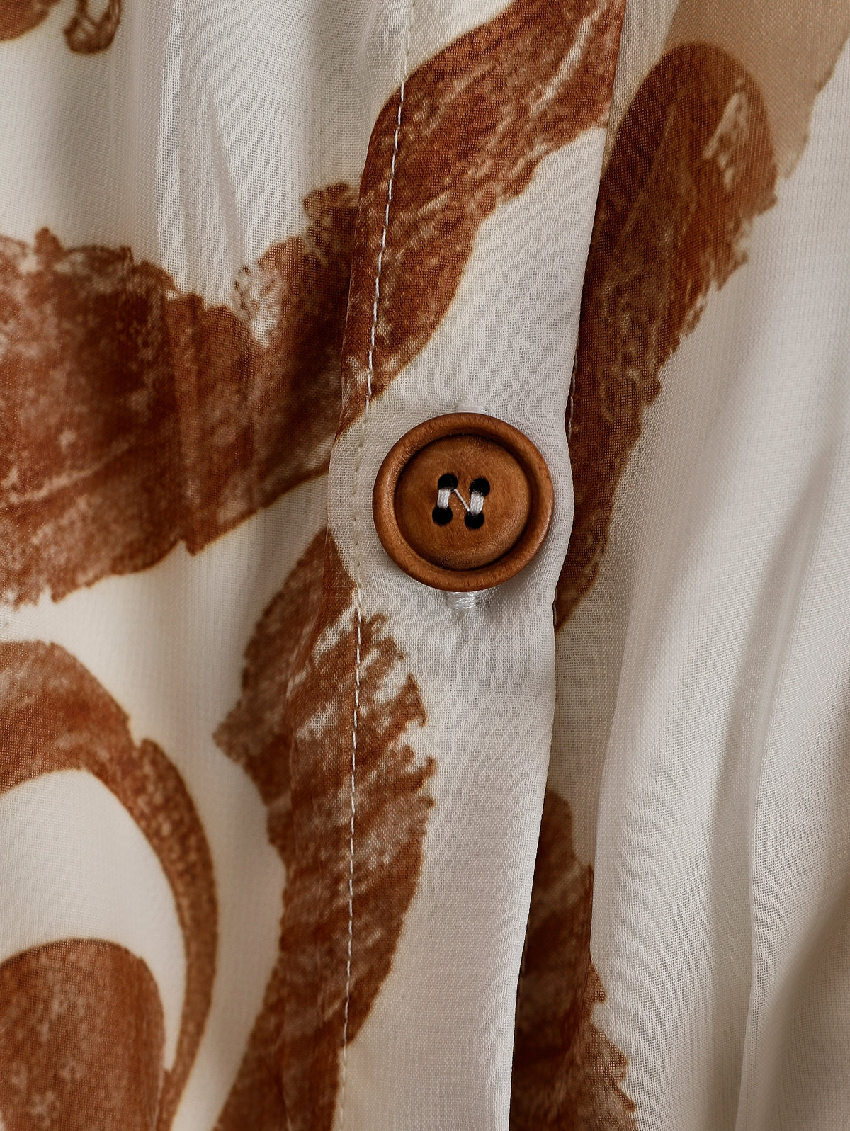Vintage Bohemia Halter Neck Brown Western Print Off White Chiffon Split Maxi Dress  - By Qivii
