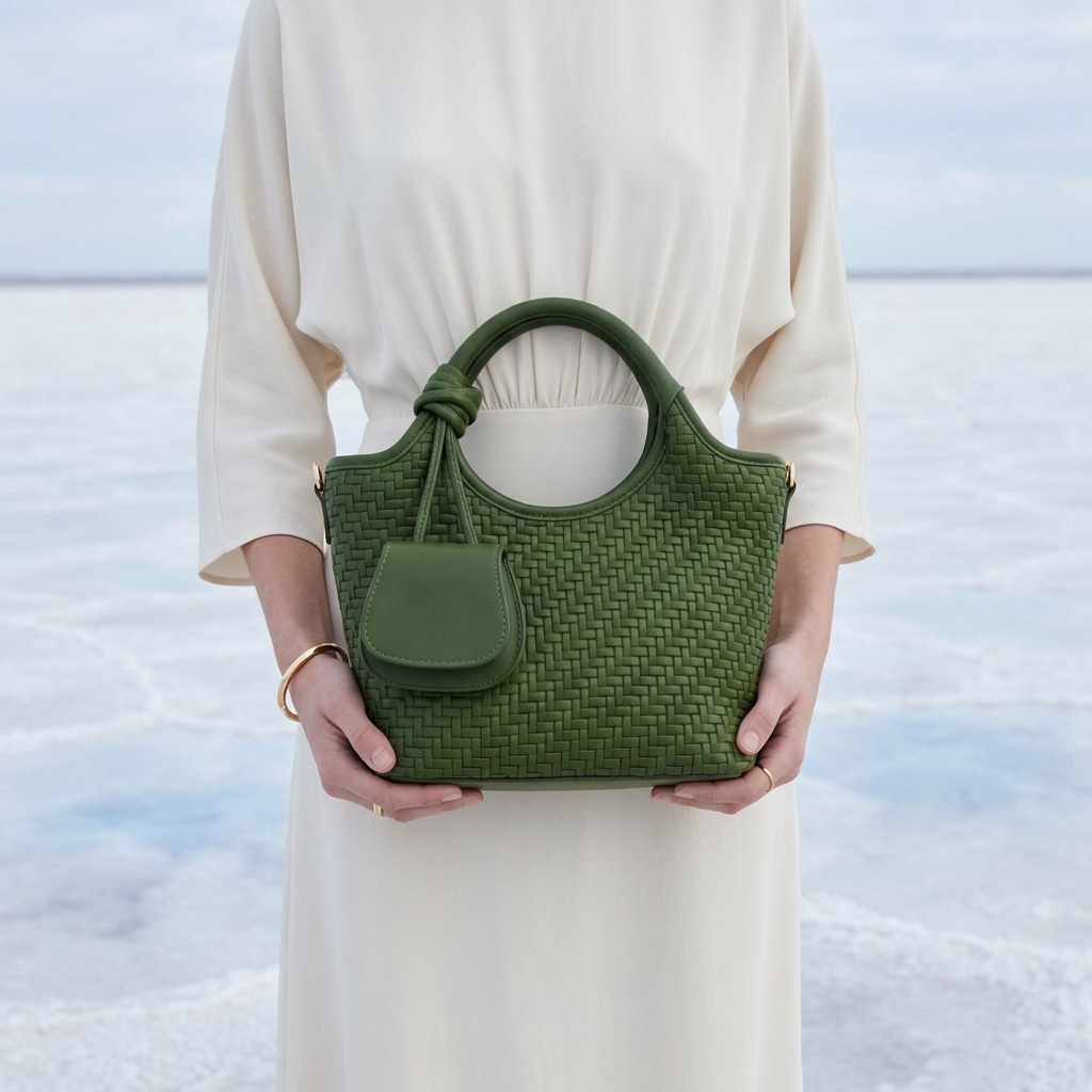 Verdant Weave Handbag in Vegan Leather  - By Qivii