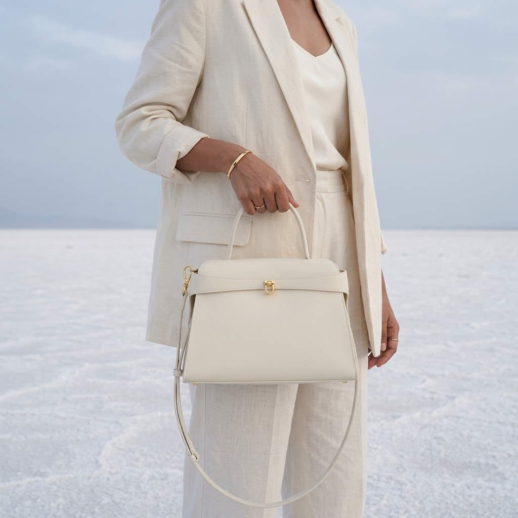 Aurelle Ivory In Pure Leather  - By Qivii