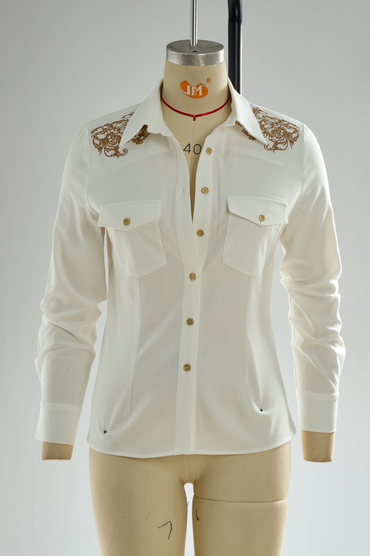 Western Retro Embroidered White Tencel Denim Shirt  - By Qivii