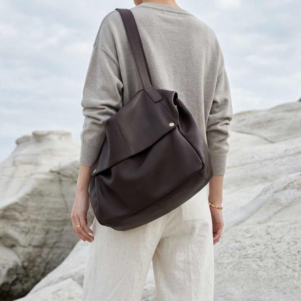 Terra Fold Bag in Pure Leather  - By Qivii