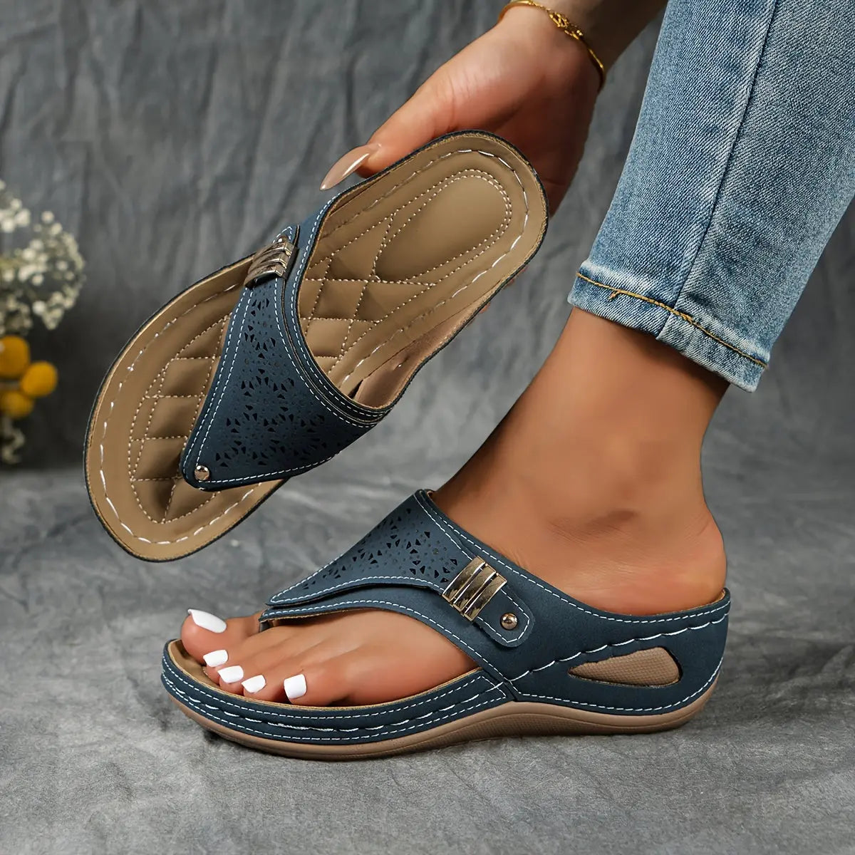 Élodie - Keil-Zehensandalen für Dame  - By Qivii