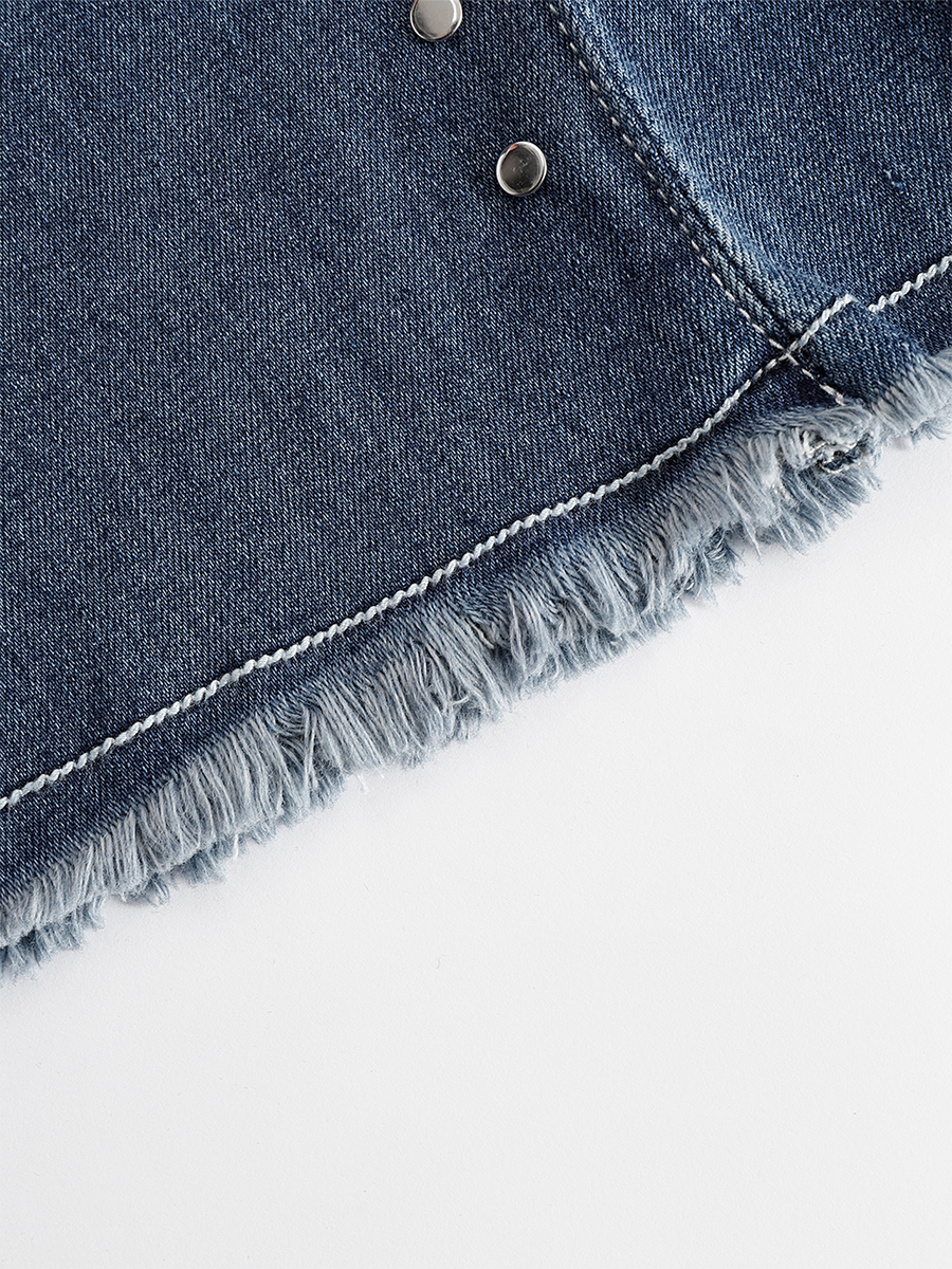 Western Blue Denim Side Tassel Rivet Flared Pants  - By Qivii