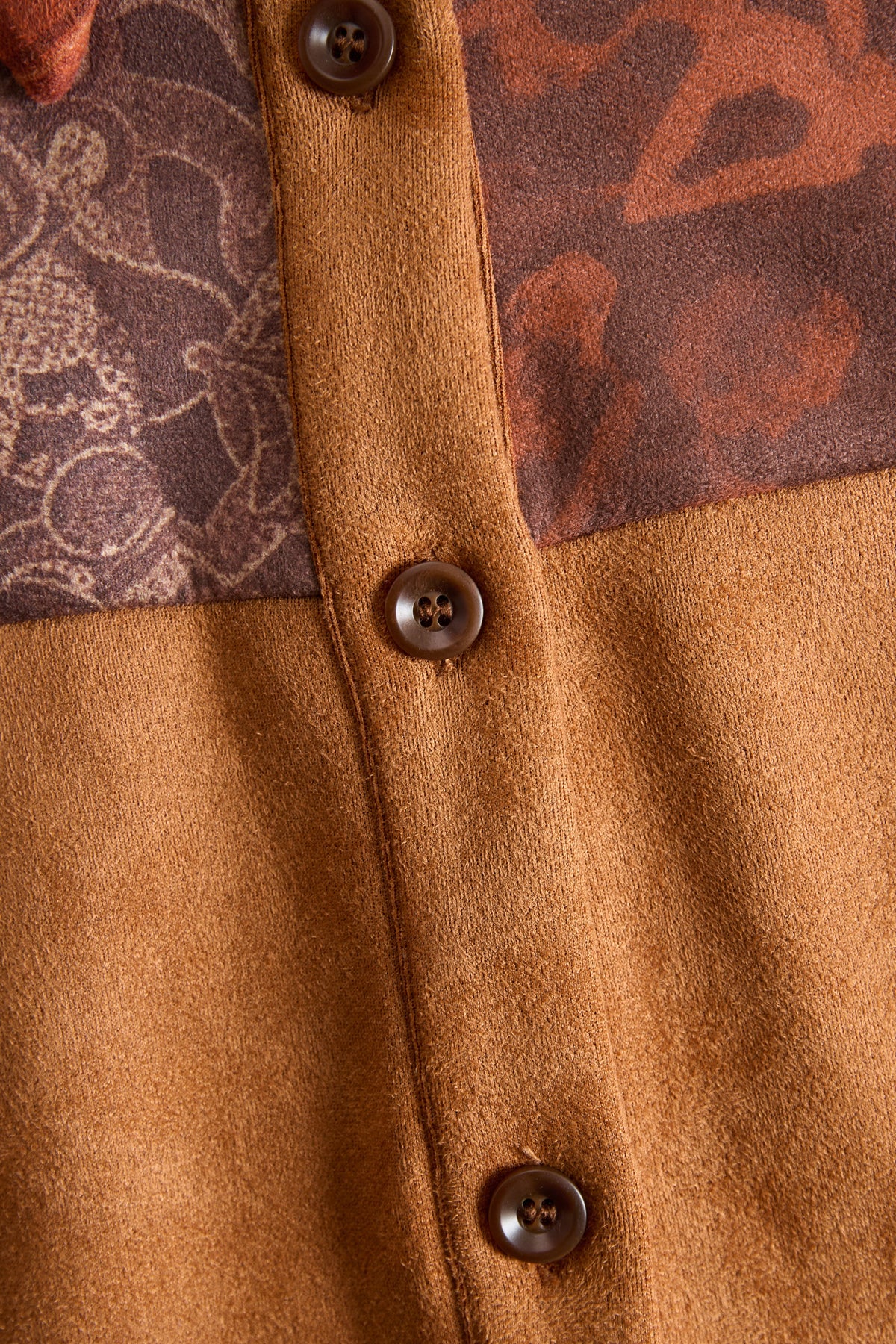 Western Retro Lace-Up Plaid Patchwork Caramel Faux Suede Maxi Dress  - By Qivii