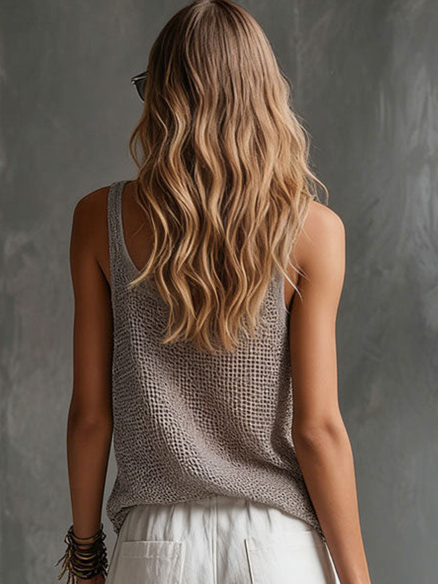 Casual Retro Gray Knitted Vest  - By Qivii