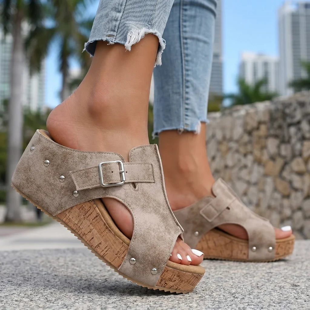 Ollie Wedge Sandals  - By Qivii