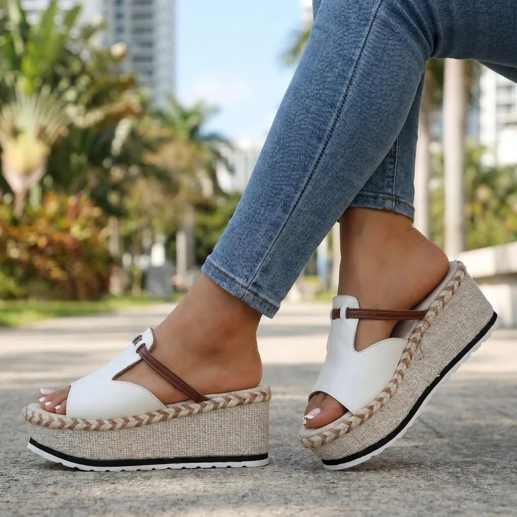 Sera Woven Platform Slides  - By Qivii