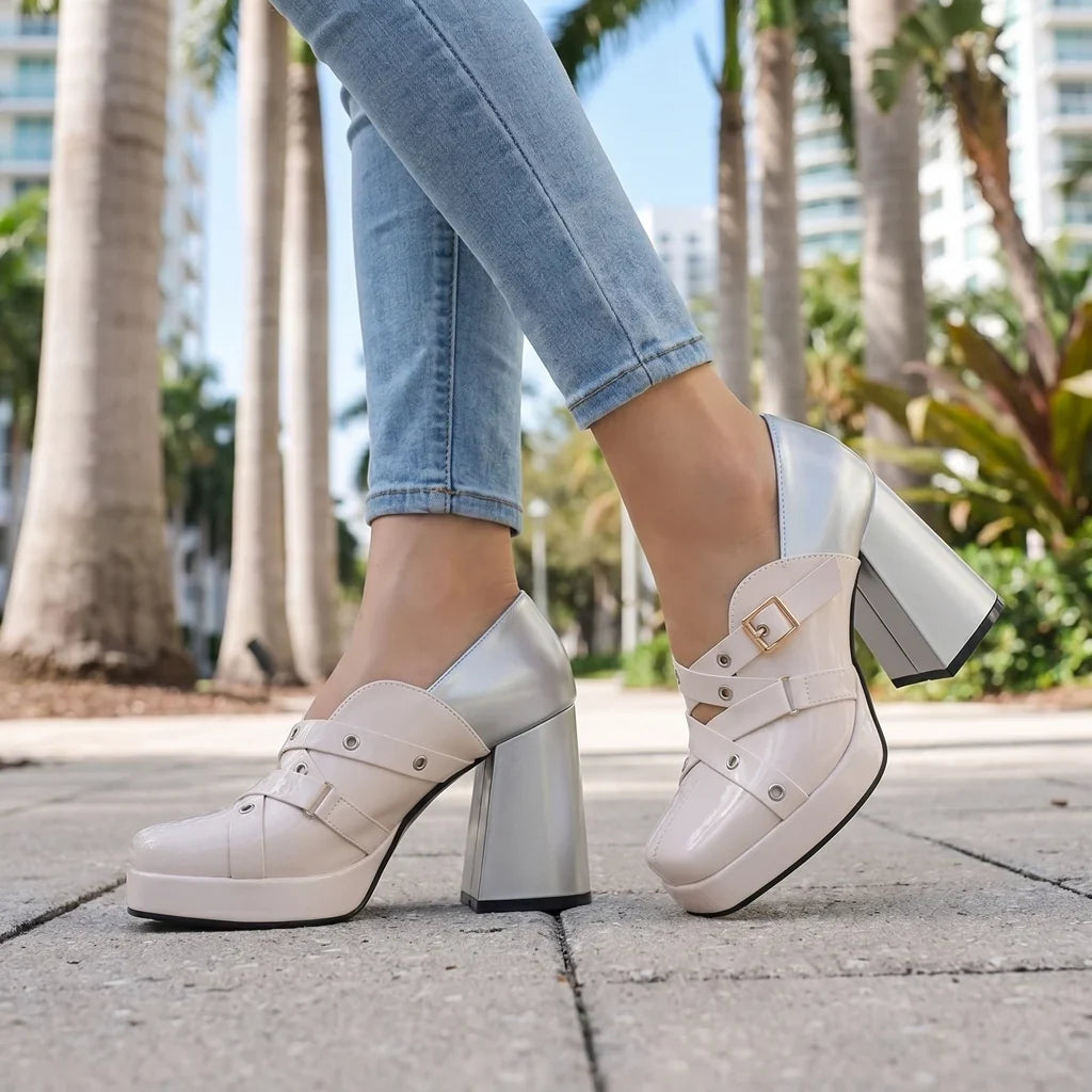 Aleesha Block Heels  - By Qivii