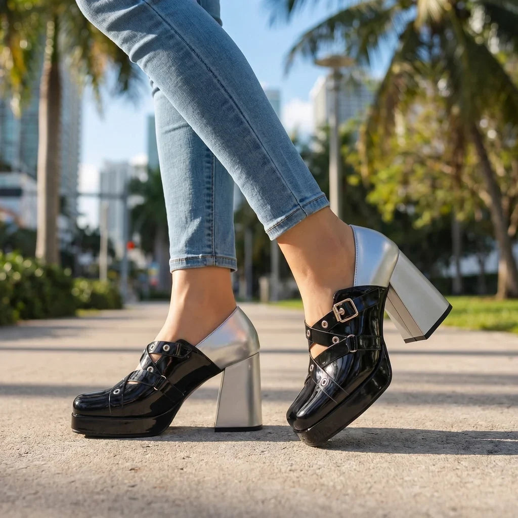 Aleesha Block Heels  - By Qivii