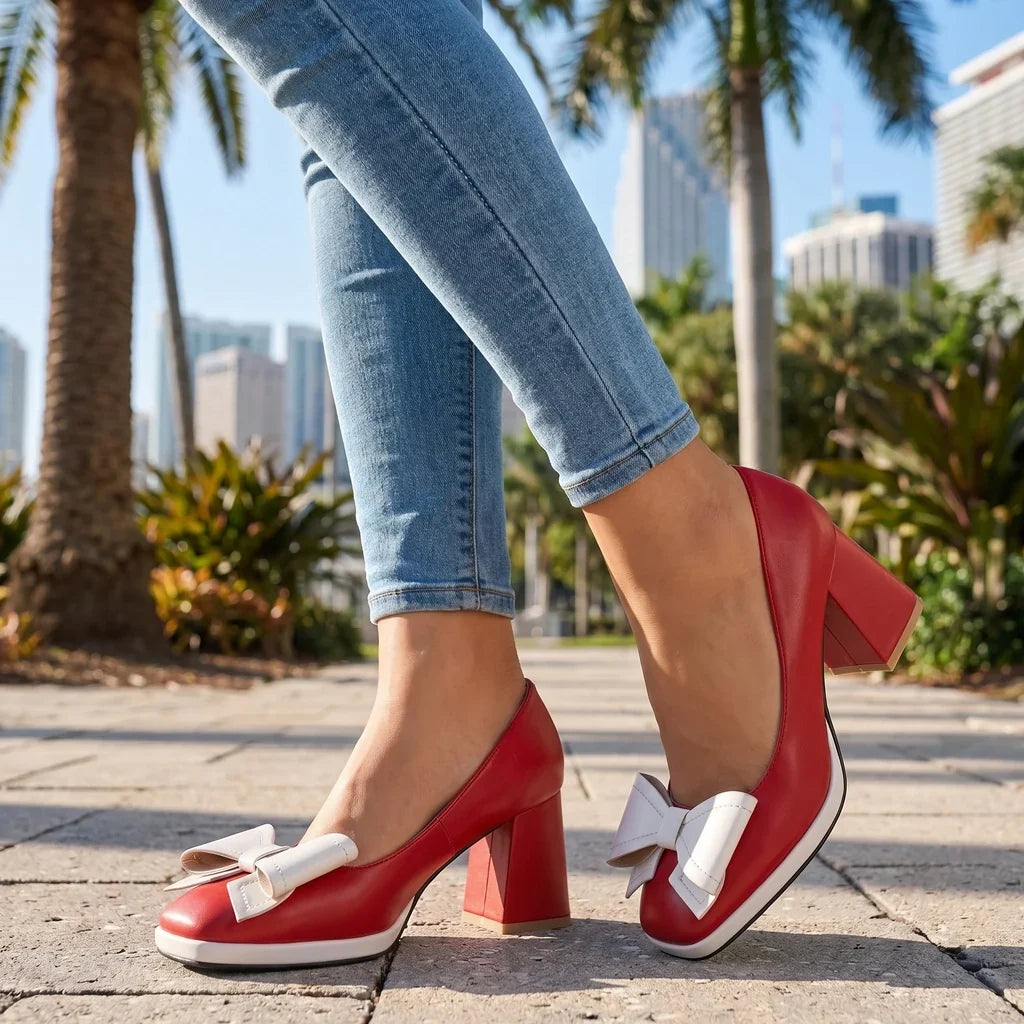 Rosalie Block Heel Pumps  - By Qivii