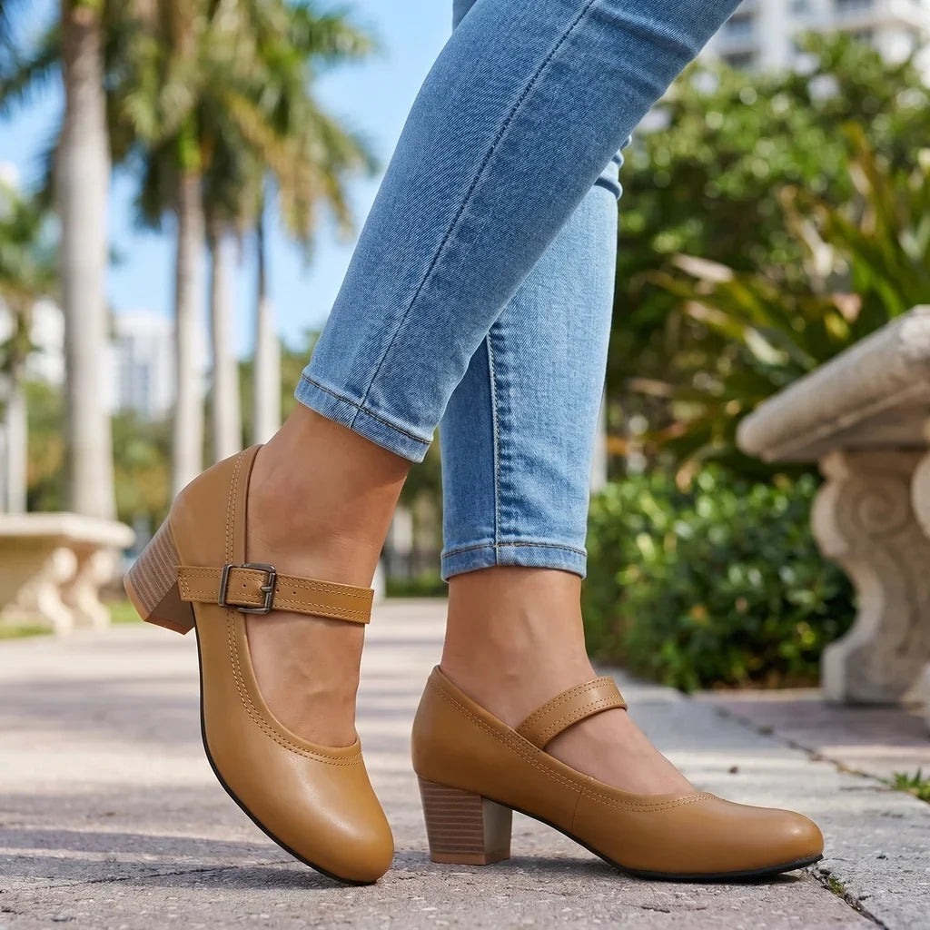 Bella Buckle Strap Pumps  - By Qivii