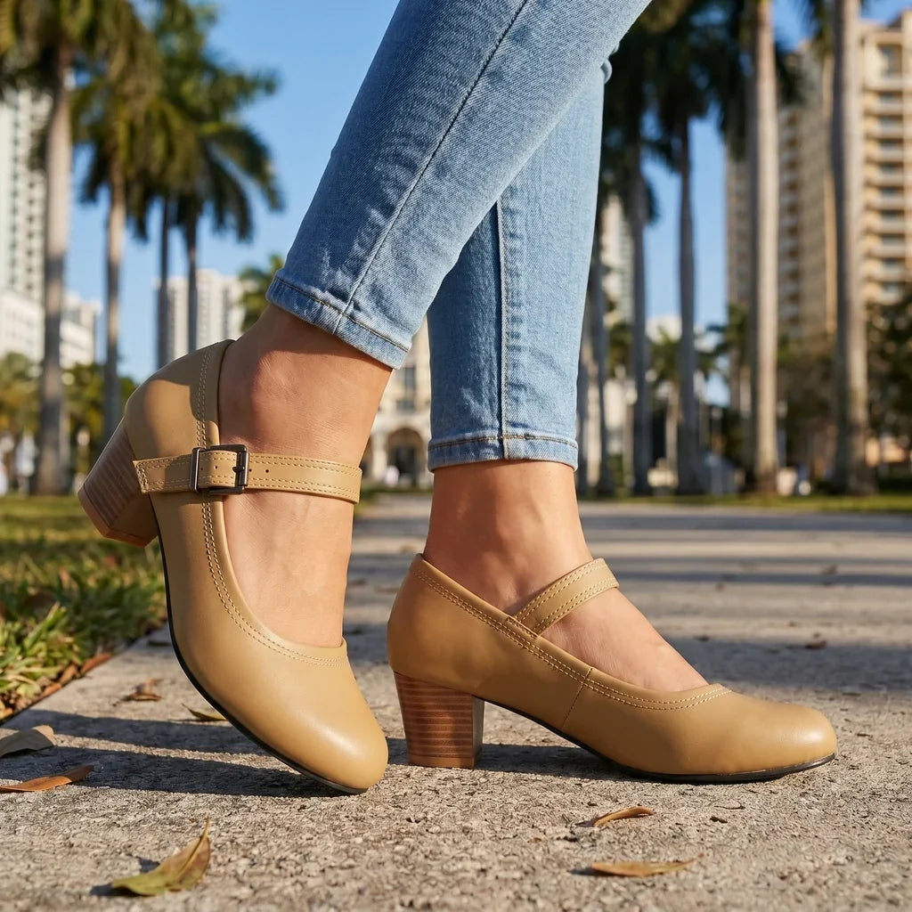 Bella Buckle Strap Pumps  - By Qivii