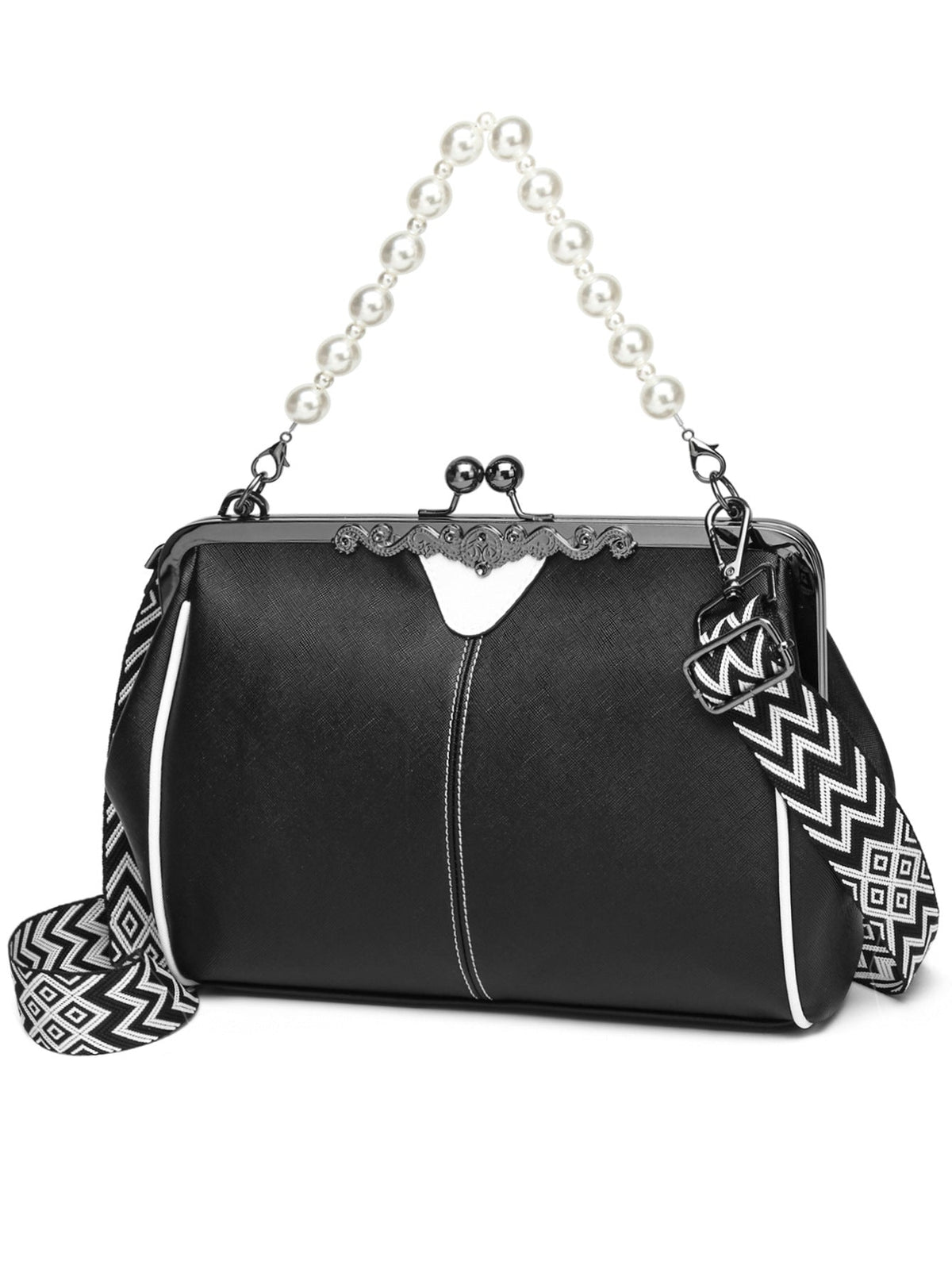 Women's British Vintage Oversized Bag – Multi-Way Shoulder/Tote Bag with Clip Closure