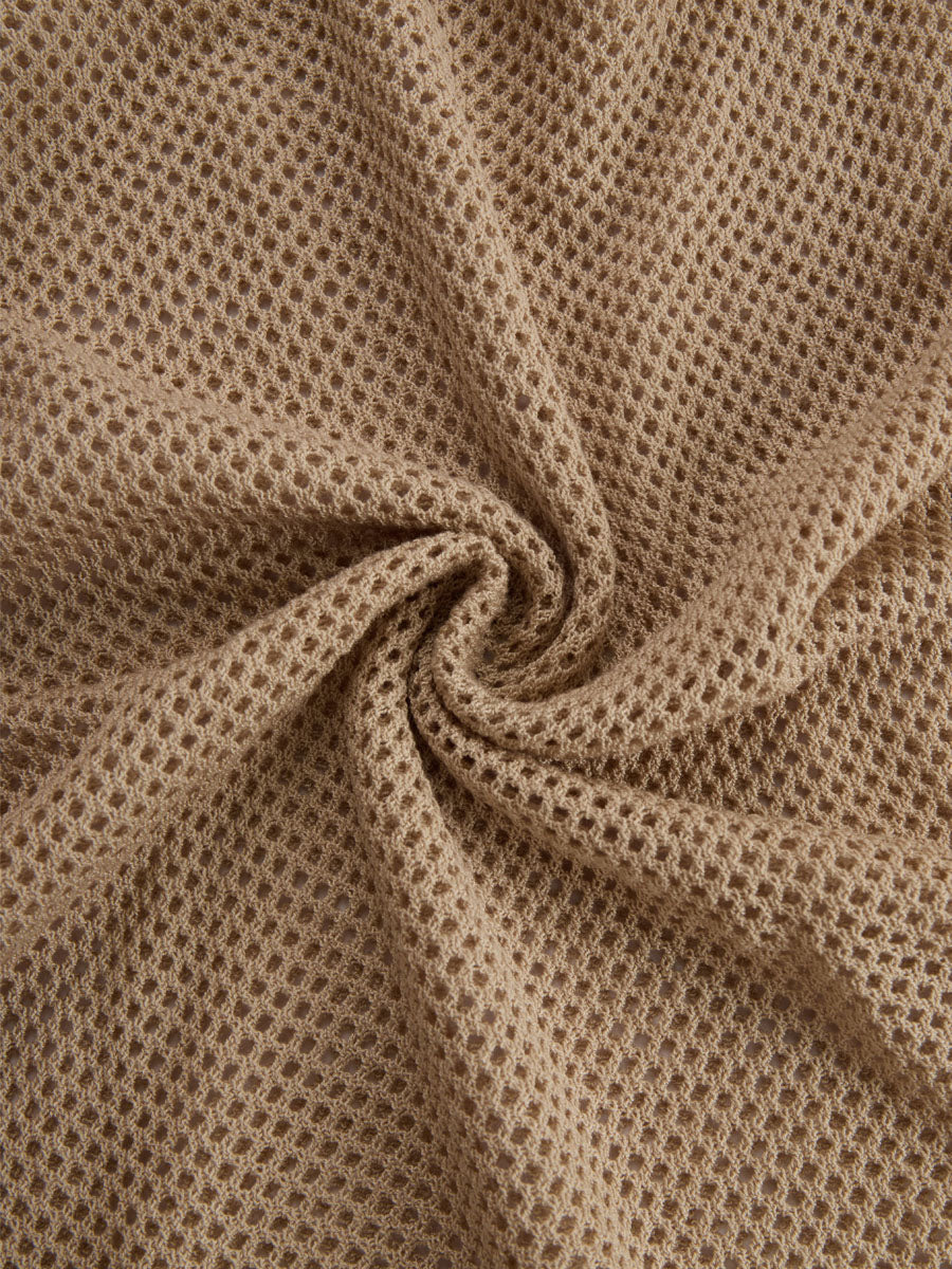Retro Khaki Short-sleeved Knit Top  - By Qivii