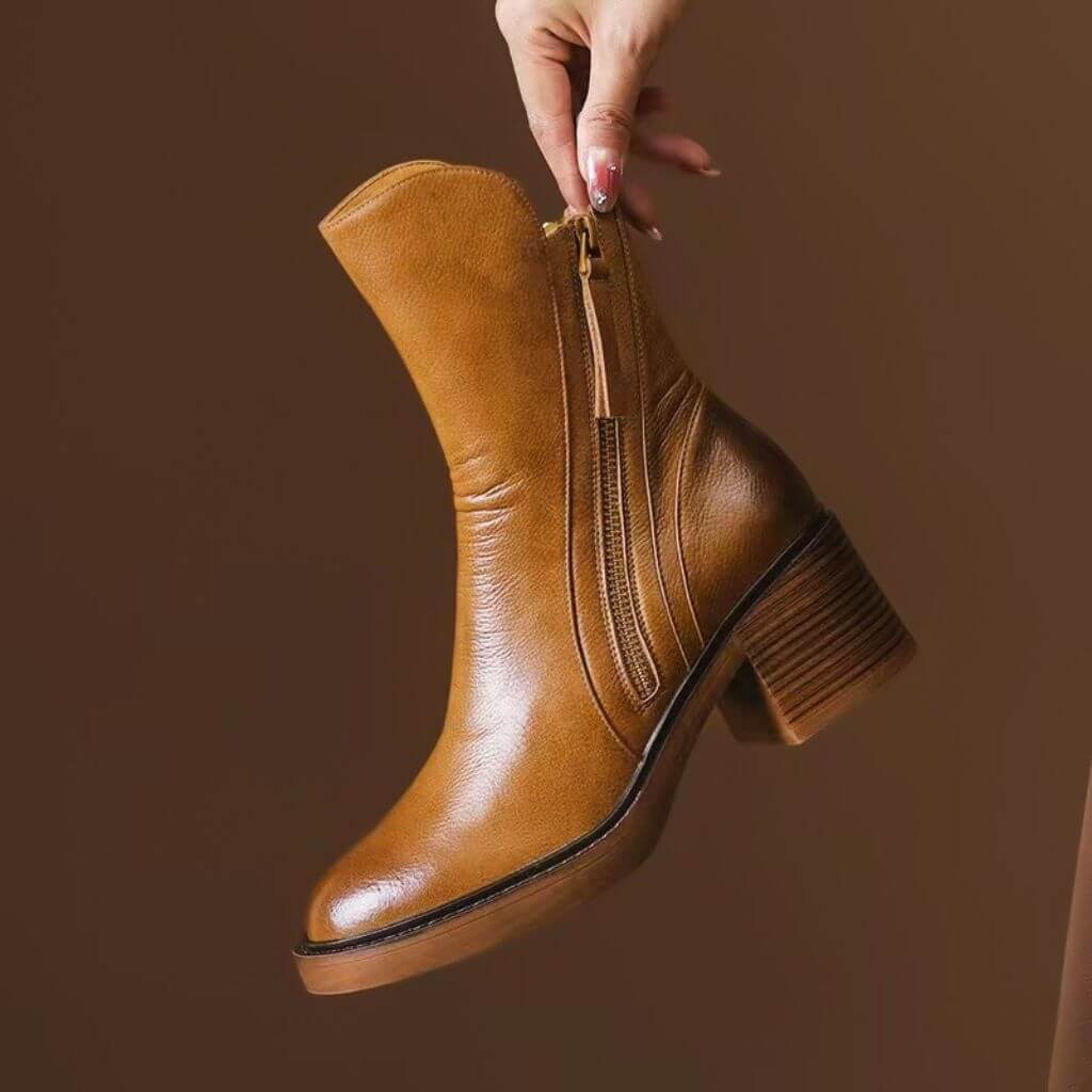 Aurelia Vellure Heel Ankle Boots  - By Qivii
