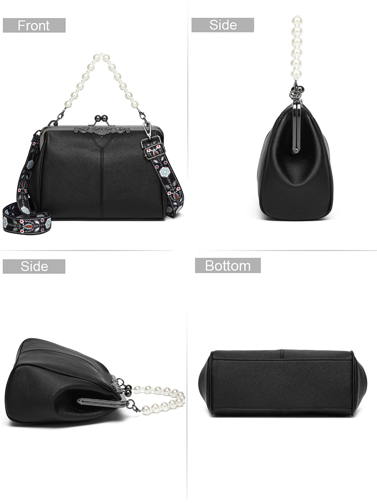 Women's British Vintage Oversized Bag – Multi-Way Shoulder/Tote Bag with Clip Closure