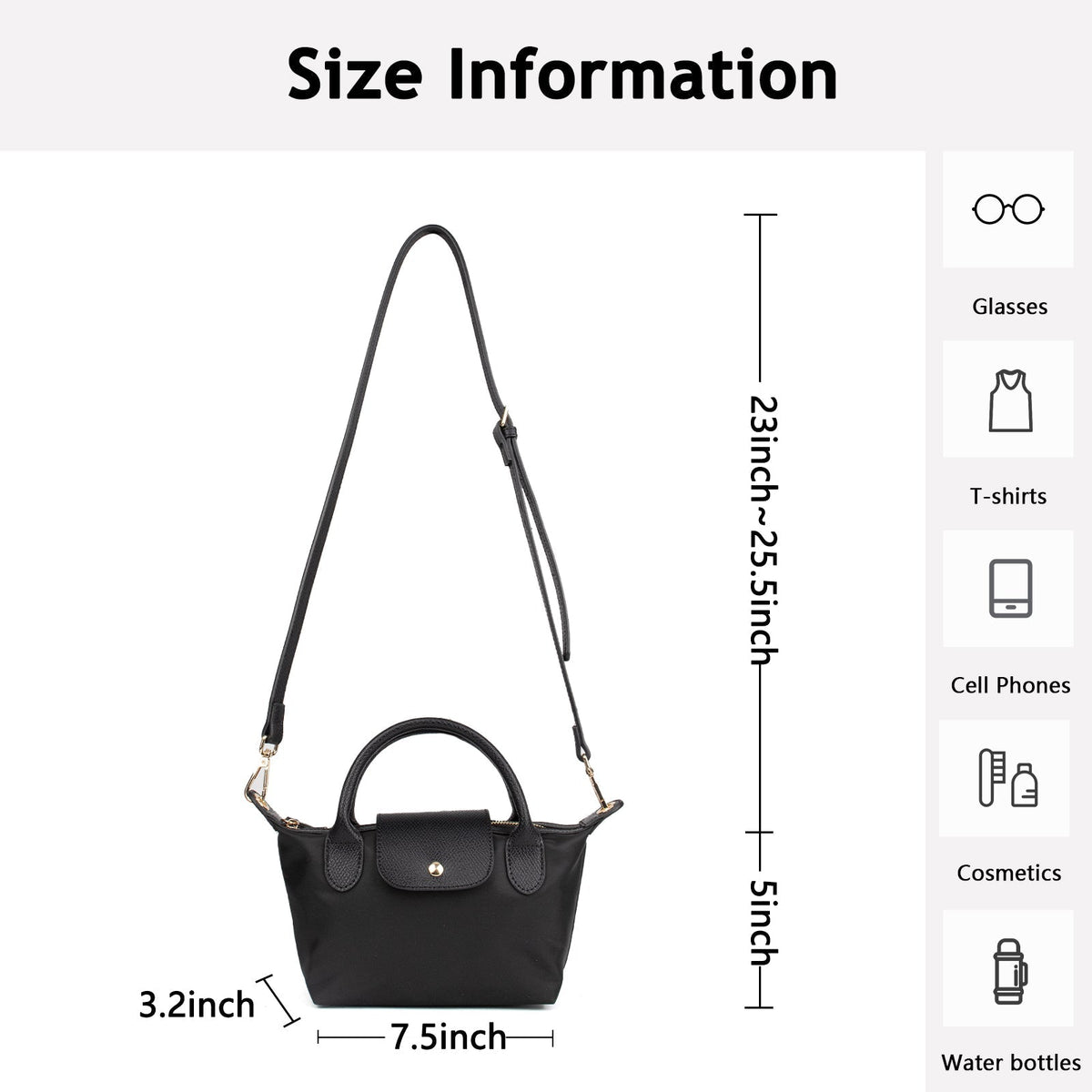 Ounamei Mini Checkered Nylon Crossbody Bag | Small Size Large Capacity 3-Way Carry Lightweight Tote