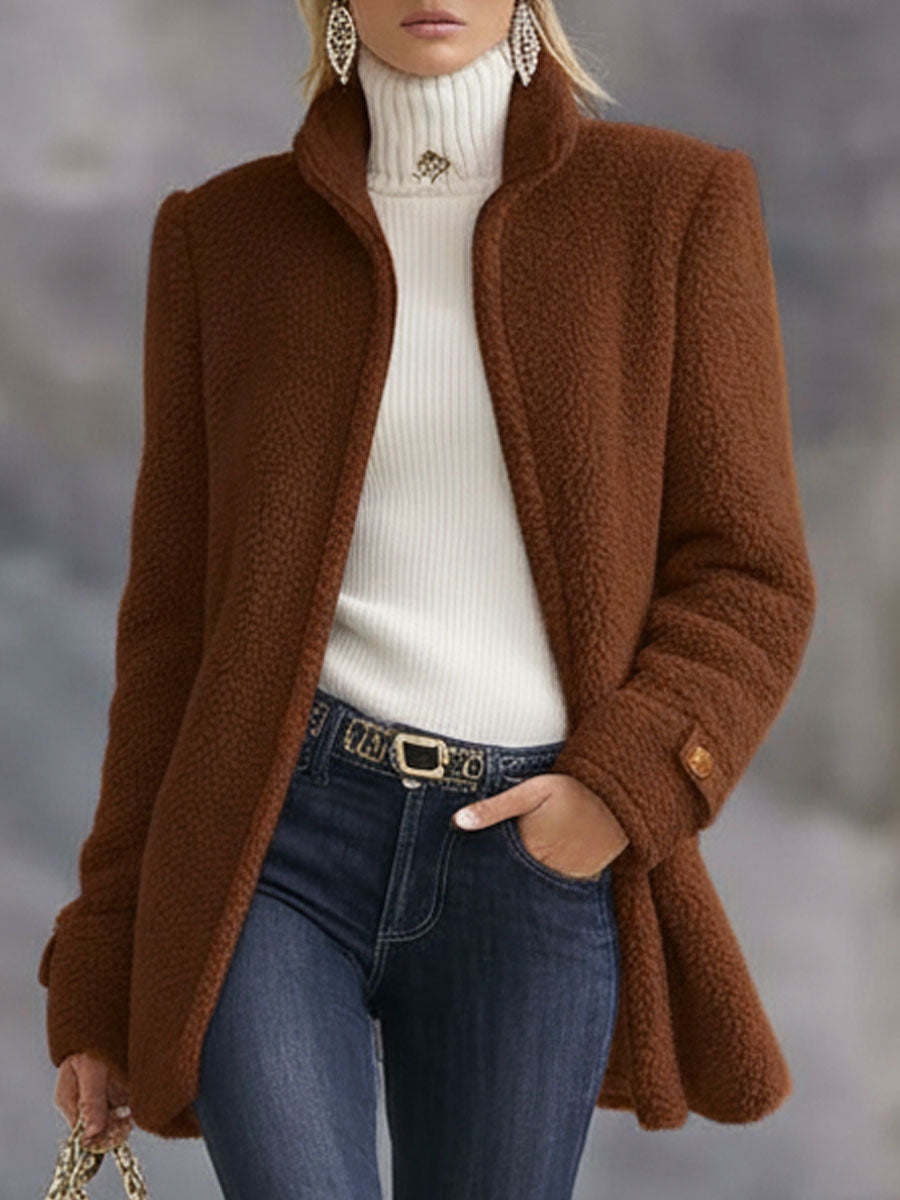 Casual Vintage Pink Polar Fleece Zip-Up Jacket Coat  - By Qivii