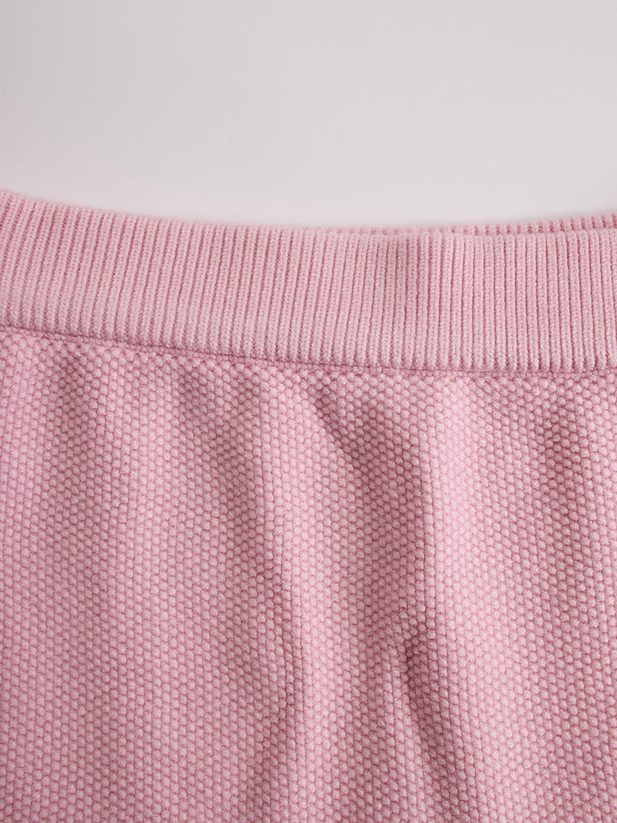 Black Contrast Pink Knitted Jacket And Skirt Set - By Qivii