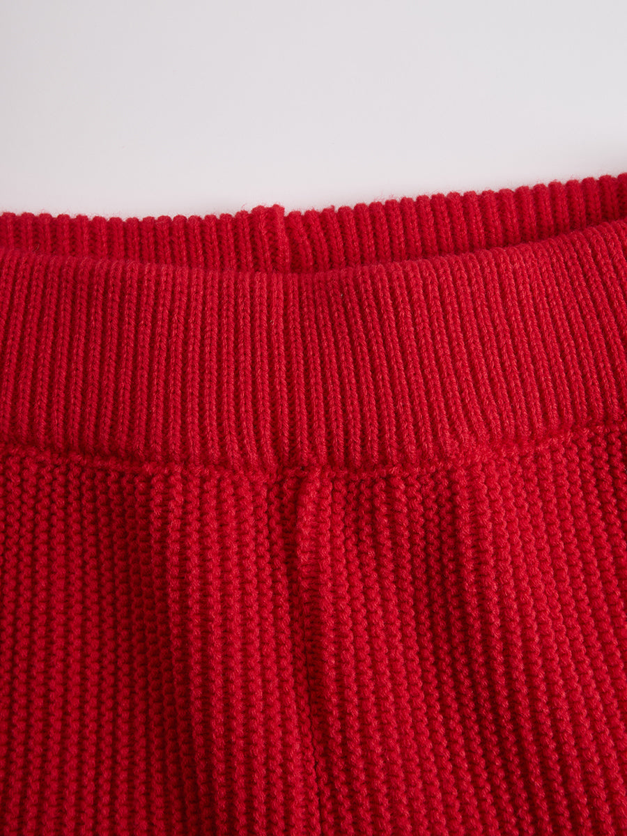 Retro Sports Style Contrast Color Knit Top And Pants Set  - By Qivii