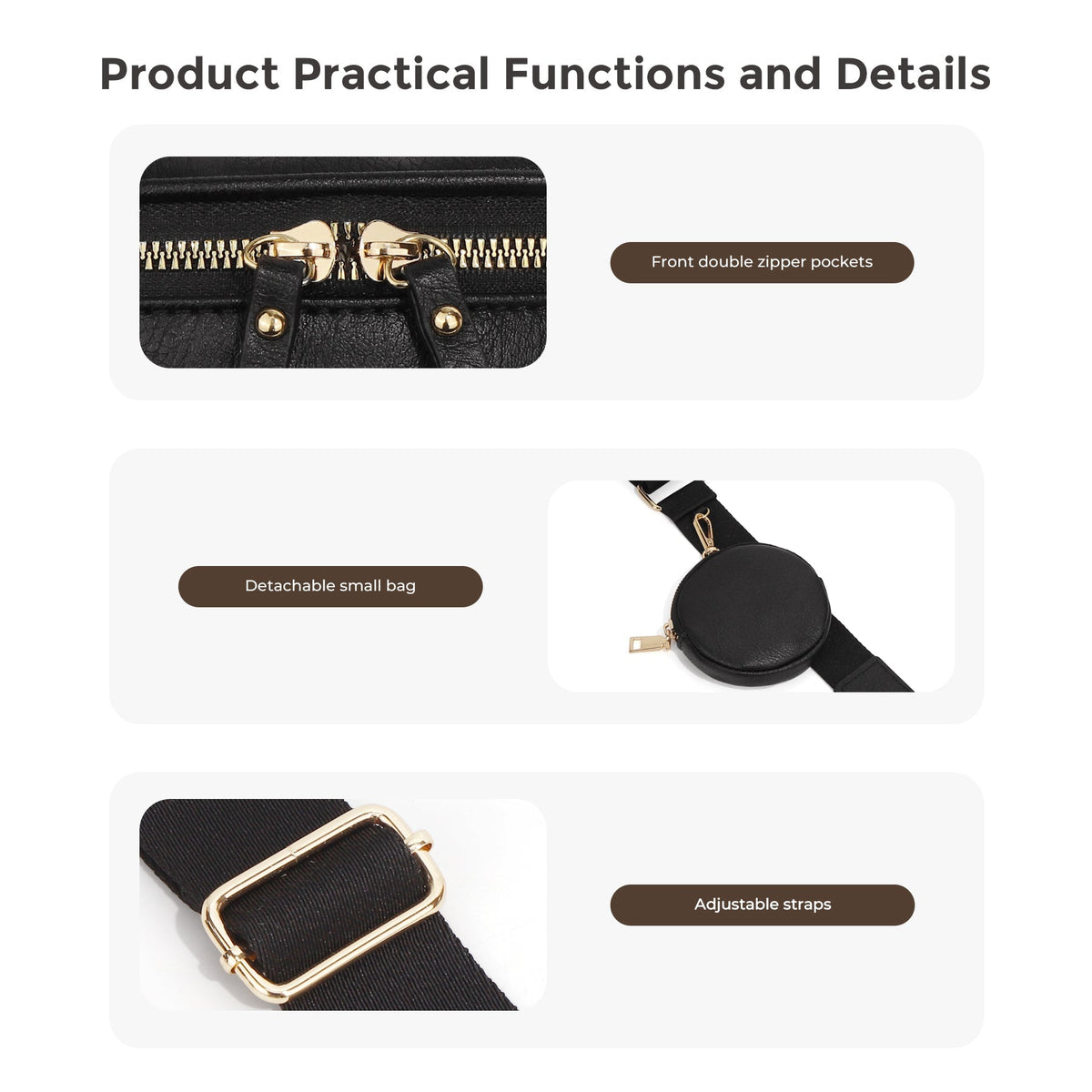 Ounamei Large Crossbody Bag for Women | Multi-Style Bag with Coin Pouch for Travel & Daily Use