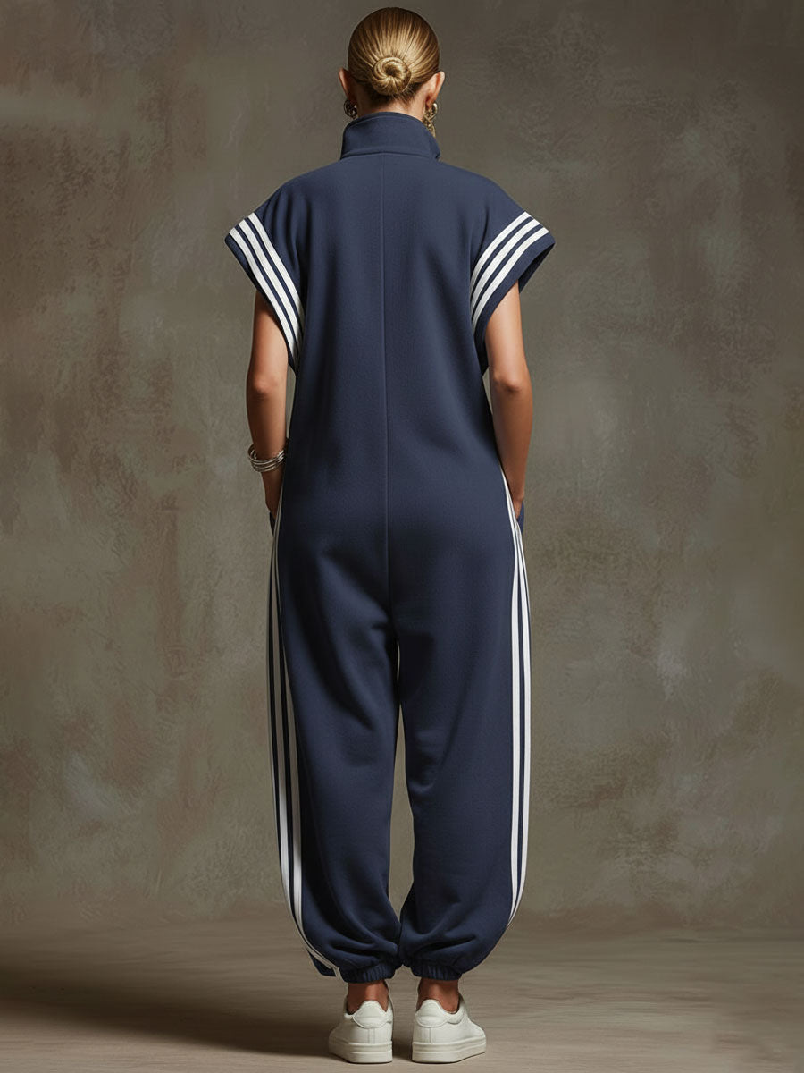 Casual Sports White Webbing Yellow-green Sleeveless Jumpsuit  - By Qivii